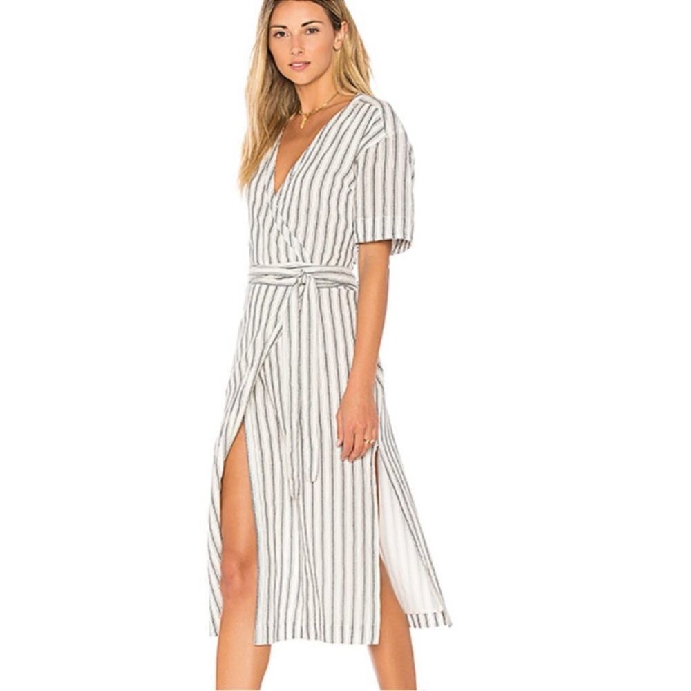 Tularosa Maddy Wrap Dress - Navy Stripe